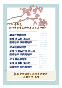 賀本校同學參加114學年度新北市學生美術比賽南區市賽榮獲佳績!!!圖片